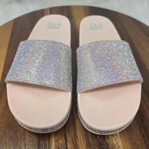 Madden NYC Platform Pink Sparkle Bling Flip Flop Slide On Casual Women's 9.5